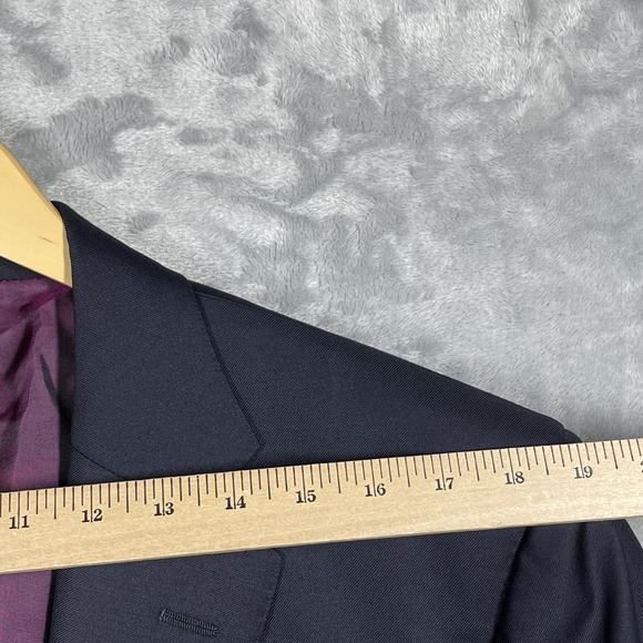 Trussini Blazer Mens 54 Navy Blue Made in Italy Wool Lana Super 100s Coat Jacket - Picture 10 of 14